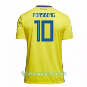 Camisolas de Futebol Suécia Forsberg 10 Equipamento Principal Copa do Mundo 2018 Manga Curta